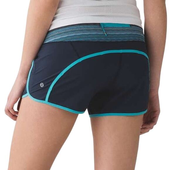 Lululemon Run Times Short 4-way Stretch 4" Inkwell Peacock Blue Women Size 4 NWT - Picture 2 of 11